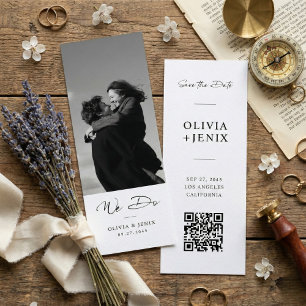 Minimalist We Do Wedding Photo Save the Date Bookmarks