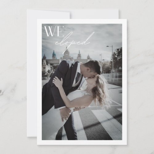 Minimalist We Eloped QR Code Elopement Announcement