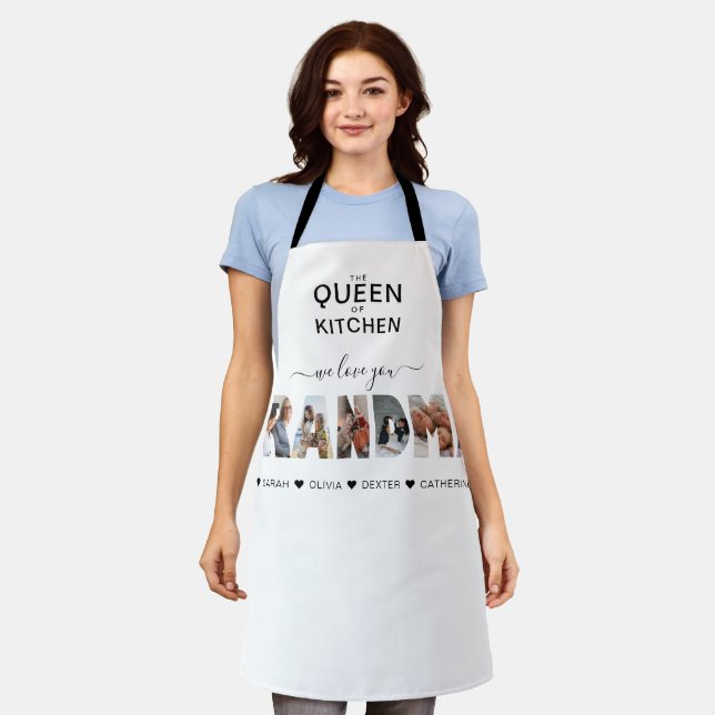 Minimalist We Love You Grandma Photo Collage Apron (Worn)
