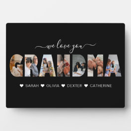 Minimalist We Love You Grandma Photo Collage Black Plaque