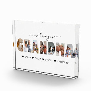 Minimalist We Love You Grandma Photo Collage Block