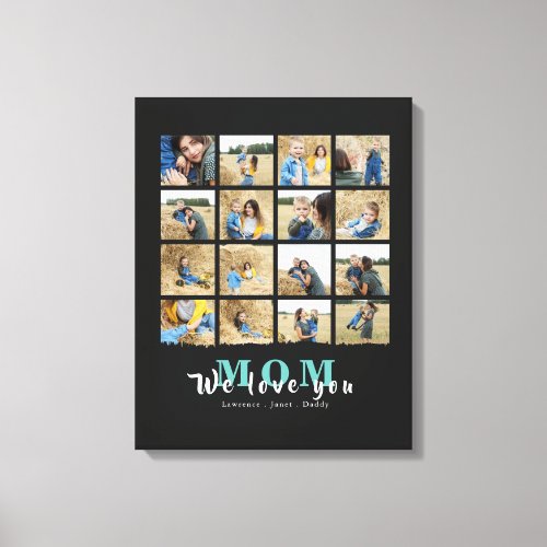 minimalist We Love You Mother 16 Photo Collage  Canvas Print