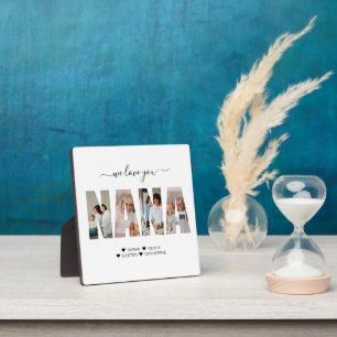 Minimalist We Love You NANA Photo Collage Plaque