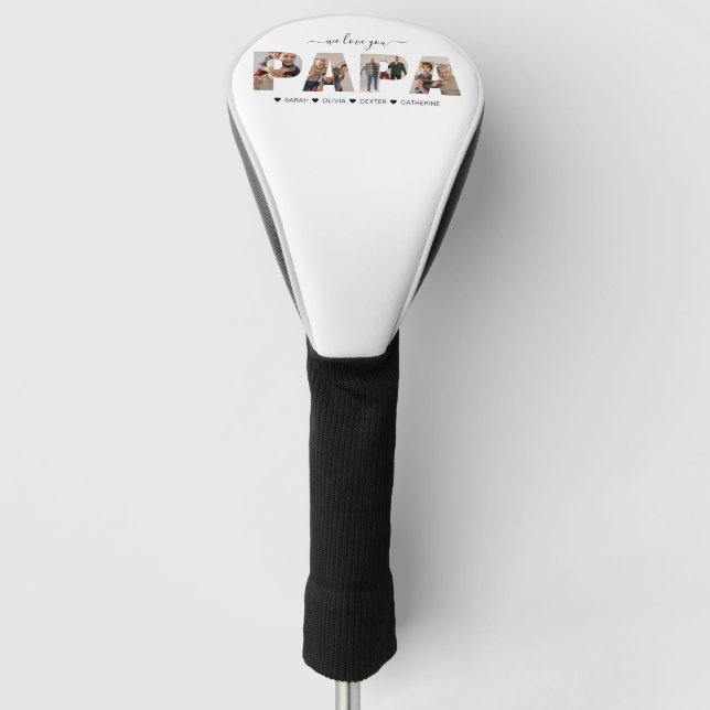 Minimalist We Love You PAPA Photo Collage Golf Head Cover (Front)