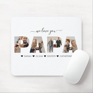Minimalist We Love You PAPA Photo Collage Mouse Pad
