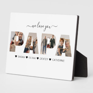 Minimalist We Love You PAPA Photo Collage Plaque