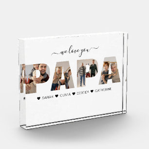 Minimalist We Love You PAPA Photo Collage Plaque