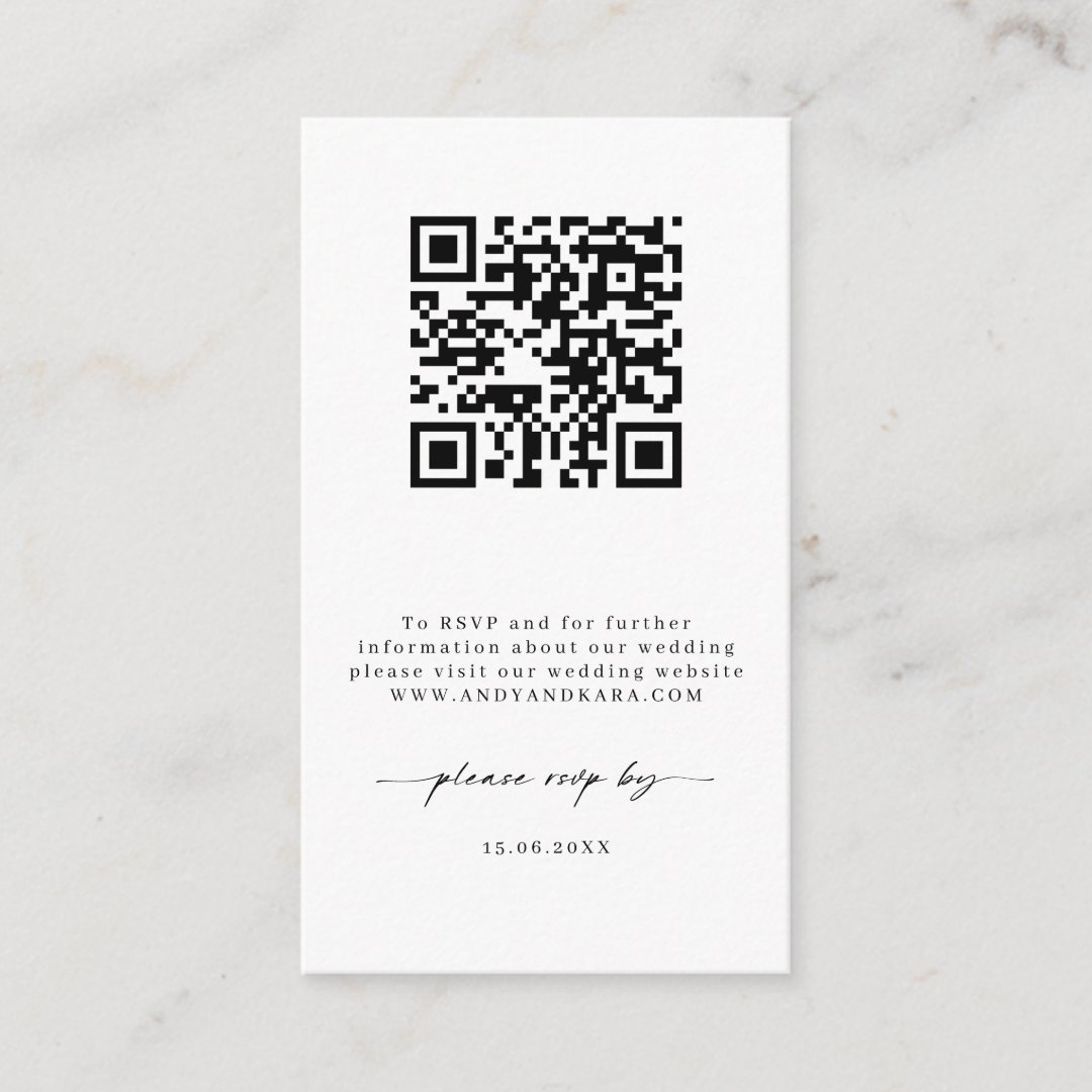 Minimalist Website RSVP Barcode Enclosure Card | Zazzle