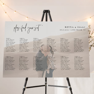 Minimalist Wedding 12 Table Photo Seating Chart Foam Board