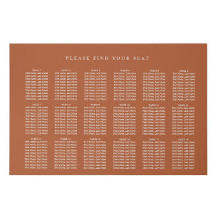 Minimalist Wedding 18 Table Seating Chart Faux Can Faux Canvas Print