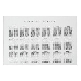 Minimalist Wedding 18 Table Seating Chart Faux Canvas Print