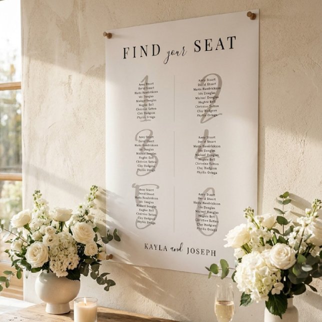 Minimalist Wedding 6 Table Seating Chart Sign (Creator Uploaded)