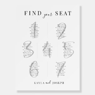Minimalist Wedding 7 Table Seating Chart Sign