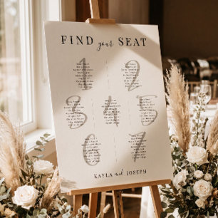 Minimalist Wedding 7 Table Seating Chart Sign