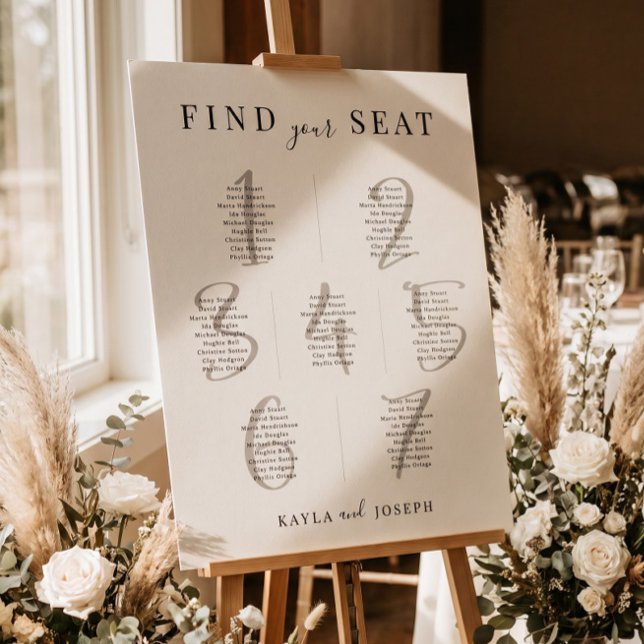 Minimalist Wedding 7 Table Seating Chart Sign (Creator Uploaded)