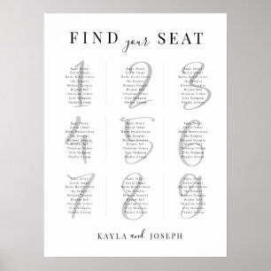 Minimalist Wedding 9 Table Seating Chart Sign