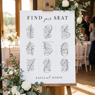 Minimalist Wedding 9 Table Seating Chart Sign