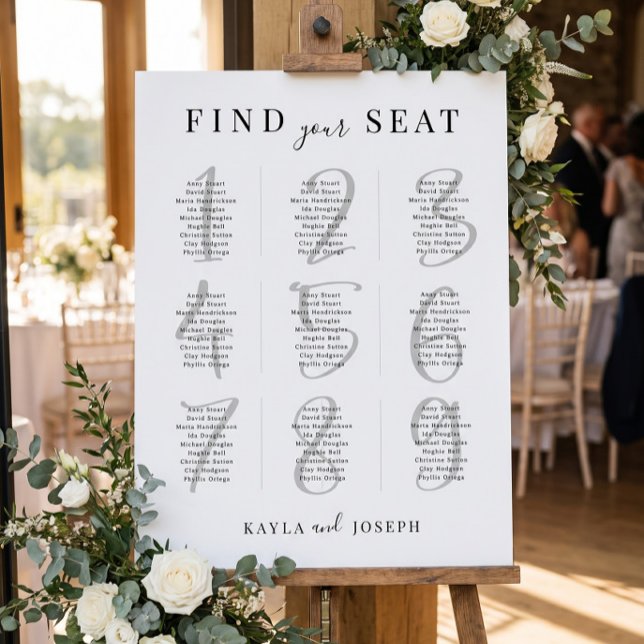 Minimalist Wedding 9 Table Seating Chart Sign (Creator Uploaded)