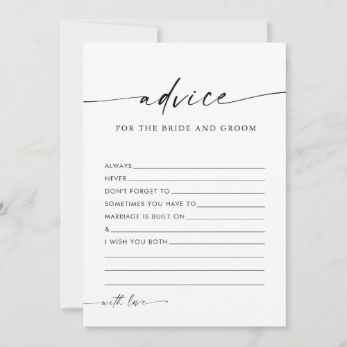 Minimalist Wedding Advice Cards Bridal Shower Card