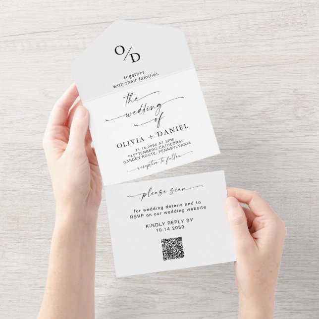 Minimalist Wedding All in One Invitation (Tearaway)