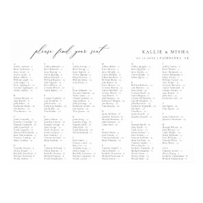 Minimalist Wedding Alphabetical Seating Chart
