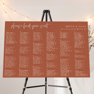 Minimalist Wedding Alphabetical Seating Chart Foam Board