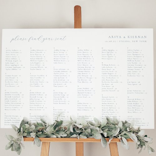 Minimalist Wedding Alphabetical Seating Chart Foam Board