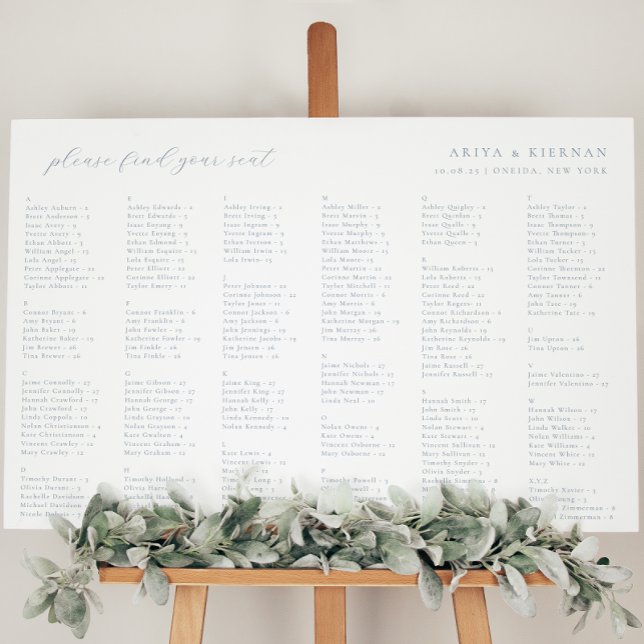Minimalist Wedding Alphabetical Seating Chart Foam Board (Creator Uploaded)
