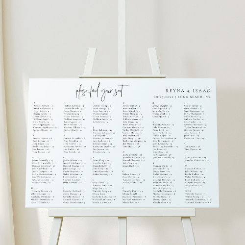 Minimalist Wedding Alphabetical Seating Chart Foam Board