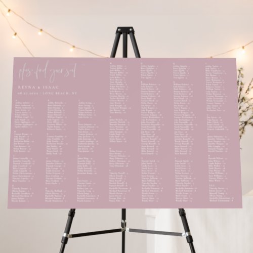 Minimalist Wedding Alphabetical Seating Chart Foam Board