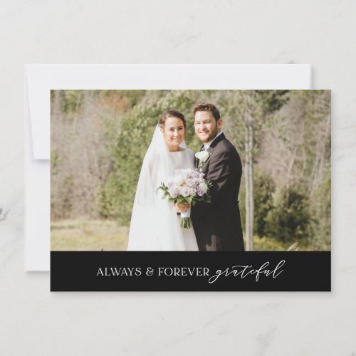 Minimalist Wedding Always and Forever Black Thank You Card