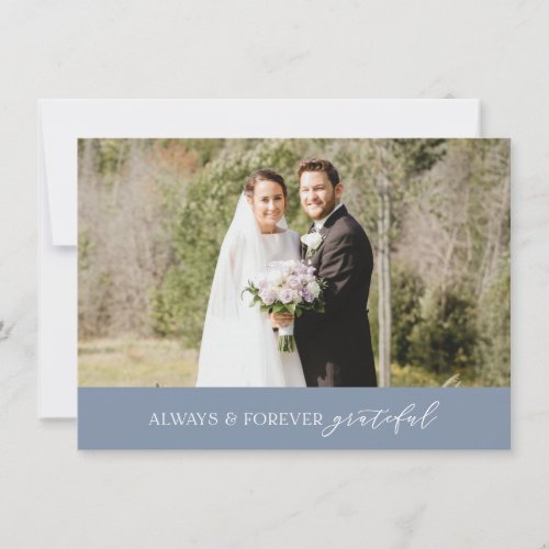 Minimalist Wedding Always and Forever Blue Thank You Card