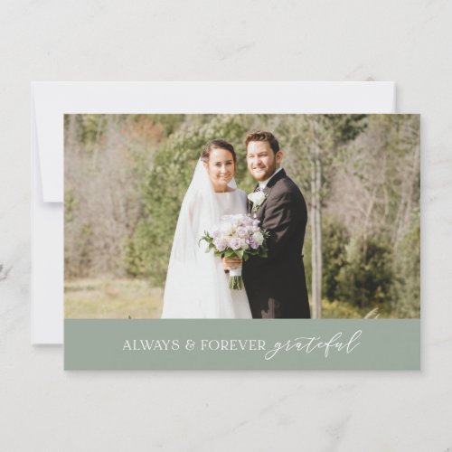 Minimalist Wedding Always and Forever Green Thank You Card