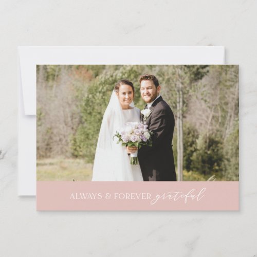Minimalist Wedding Always and Forever Pink Thank You Card