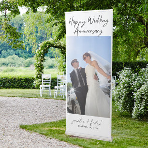 Minimalist Wedding Anniversary Welcome Retractable Banner