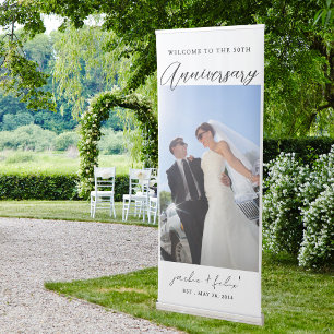 Minimalist Wedding Anniversary with Photo Welcome Retractable Banner