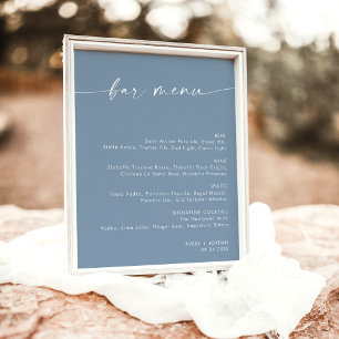 Minimalist Wedding Bar Menu, Blue Drink Menu Sign