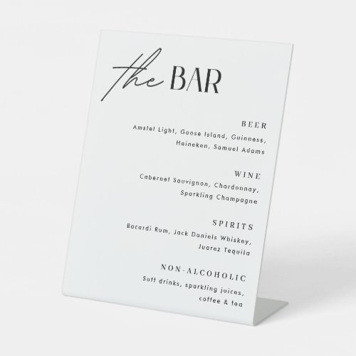 Minimalist Wedding Bar Menu Pedestal Sign
