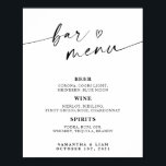 Minimalist Wedding Bar Menu Sign<br><div class="desc">This sign is perfect to display at your wedding to let your guests know what's available at the bar.</div>