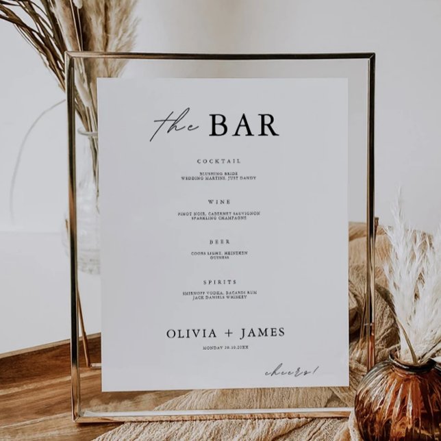 Minimalist Wedding Bar Menu Sign Template (Minimalist Wedding Bar Menu Sign Template)