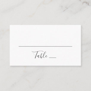 Minimalist Wedding   Black and White Simple Clean Place Card