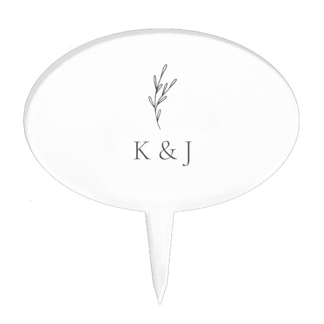 Minimalist Wedding Bride & Groom Initials Elegant  Cake Topper (Front)