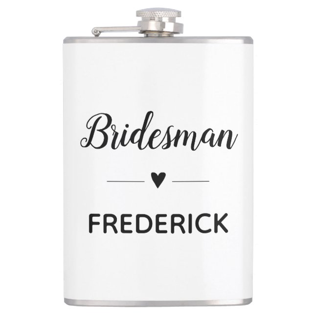 Minimalist Wedding Bridesman Personalized Flask (Front)