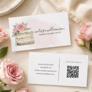 Minimalist Wedding Cake with QR Code Business Card