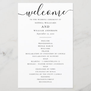 Minimalist Wedding   Calligraphy Order of Events