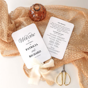 Minimalist Wedding Ceremony Order of Service Hand Fan