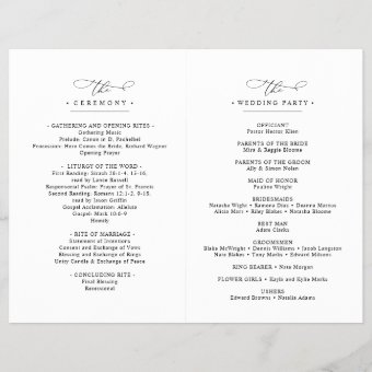 Minimalist Wedding Ceremony Program Bi-Fold | Zazzle