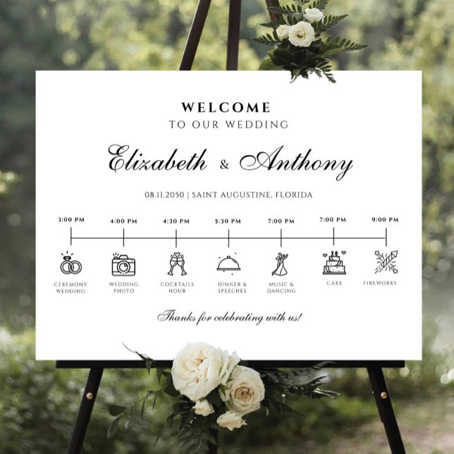 Minimalist Wedding Ceremony Timeline Foam Board (Creator Uploaded)
