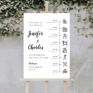 Minimalist Wedding Ceremony Timeline Foam Board