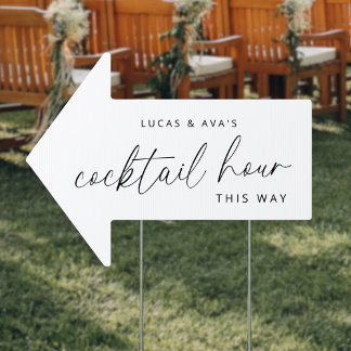 Minimalist Wedding Cocktail Hour This Way Arrow Sign